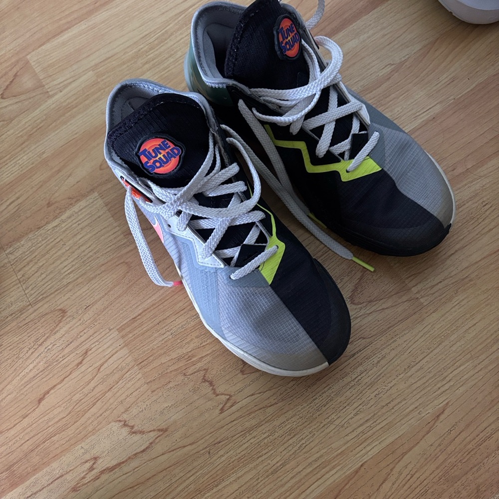 Nike Tune Squad Low-Top Sneakers in Black, Gray & Neon Green